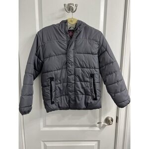 SWISS TECH Puffer Jacket Unisex SIZE L (10-12) Hoodie Long Sleeve Gray Polyester